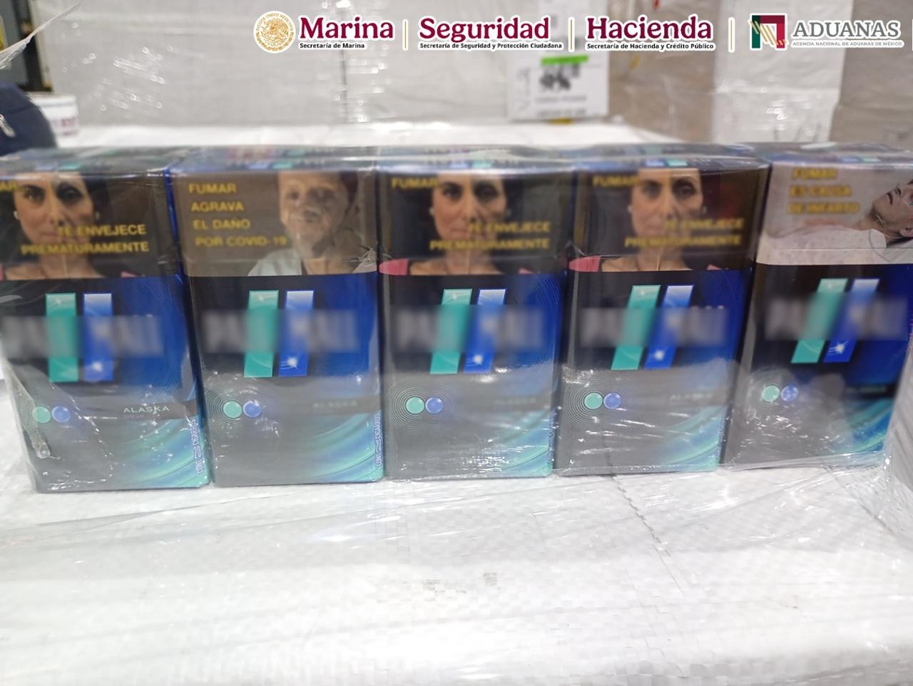 Marina y ANAM identifican cargamento de cigarrillos presuntamente apócrifos en el AICM